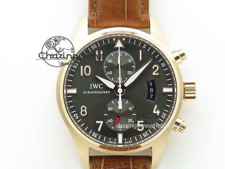 MIROTIME 0512 Youthful Pilot Chrono RG 3878 Gray Dial on Light Brown Leather Strap A 7394